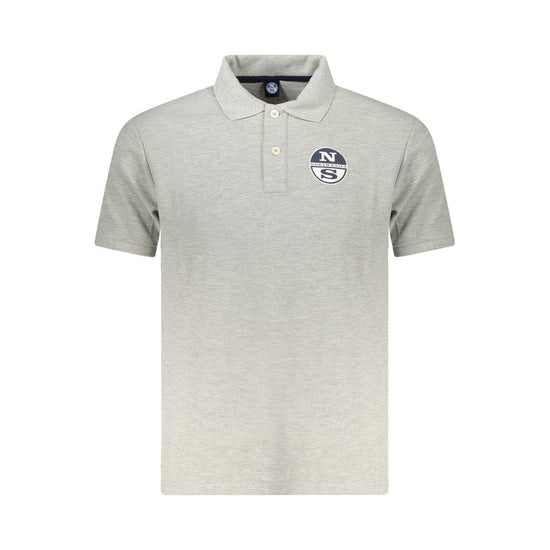 Gray Cotton Men Polo Shirt