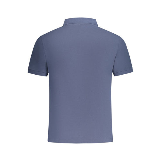 Blue Cotton Men Polo Shirt