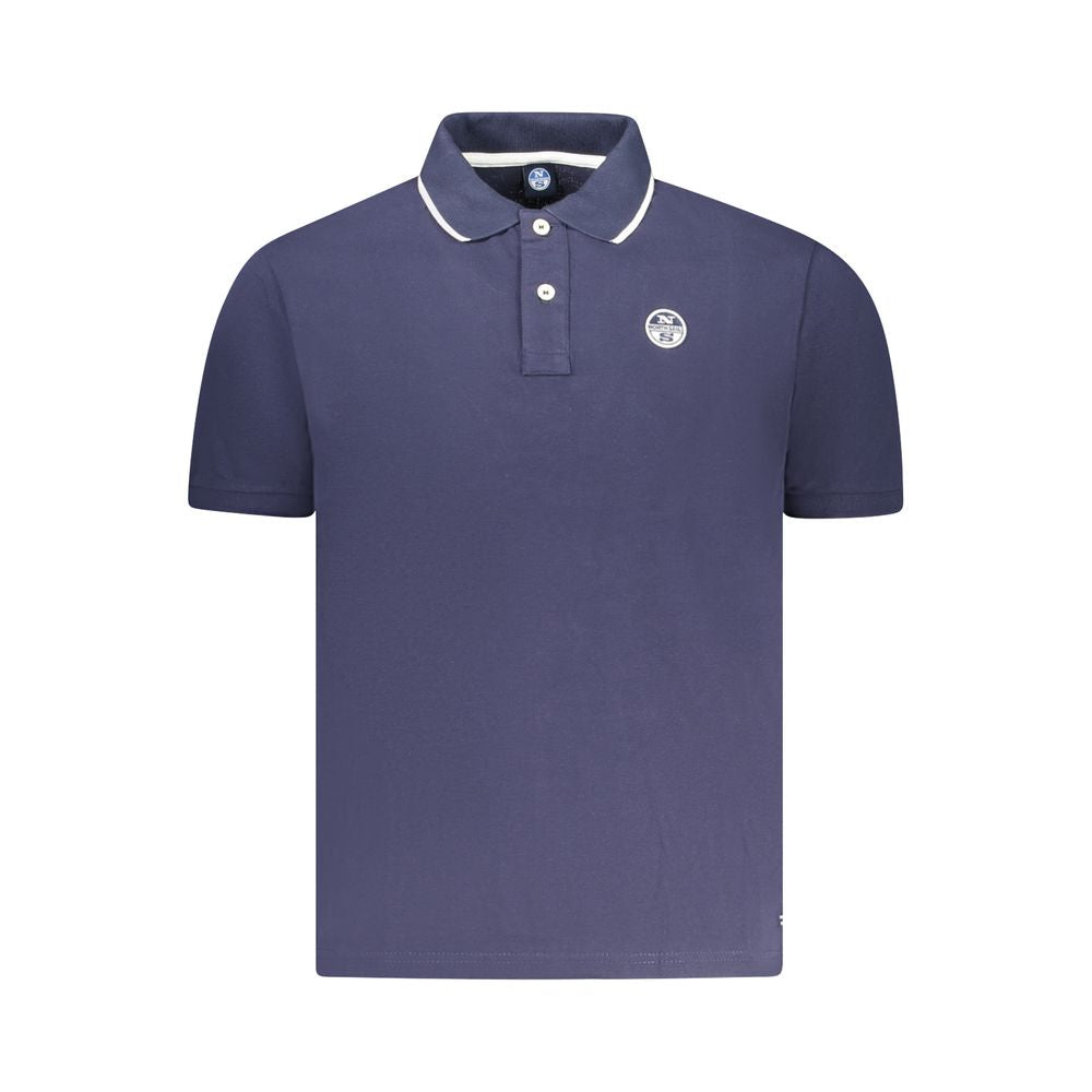 Blue Cotton Men Polo Shirt