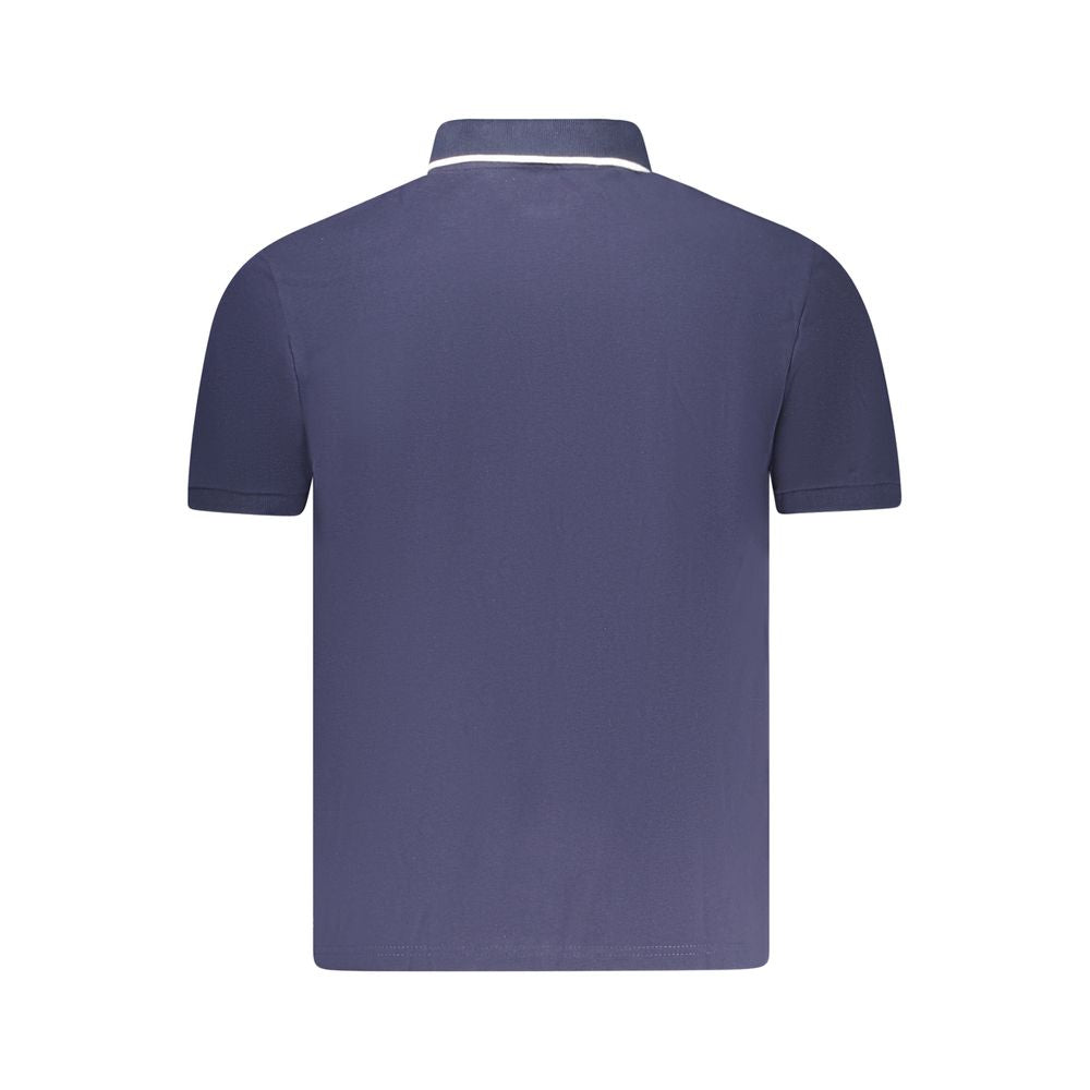 Blue Cotton Men Polo Shirt