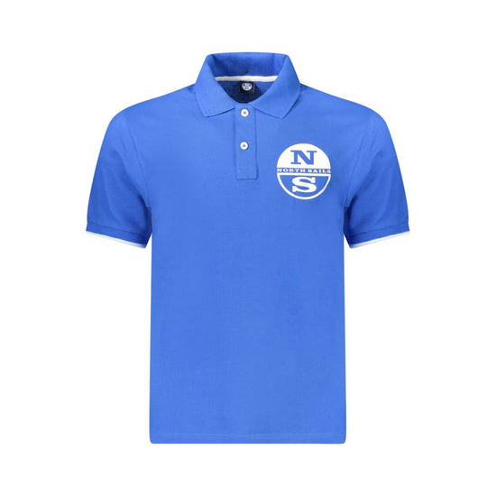 Blue Cotton Men Polo Shirt