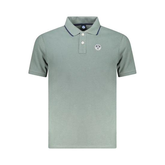 Green Cotton Men Polo Shirt