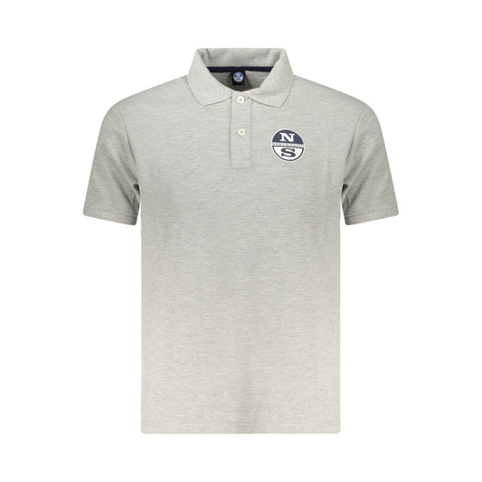 Gray Cotton Men Polo Shirt