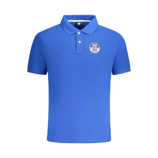 Blue Cotton Men Polo Shirt