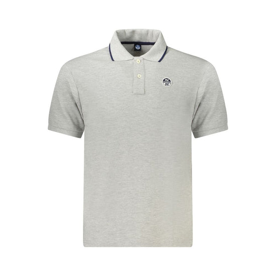 Gray Cotton Men Polo Shirt