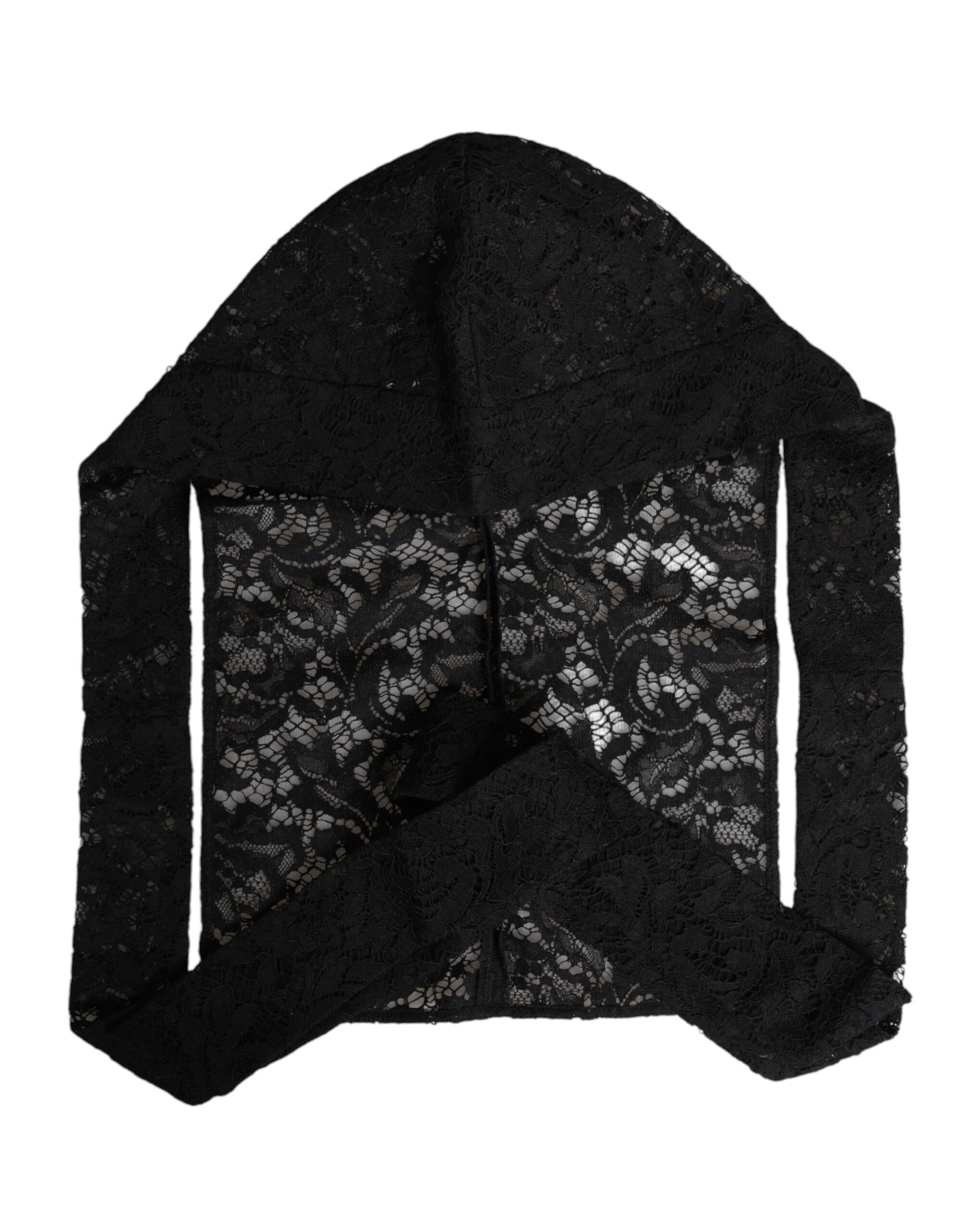 Black Floral Lace Whole Head Wrap Hat