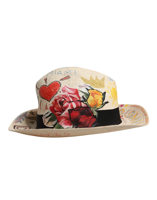 Multicolor Floral Women Fedora Wide Brim Hat