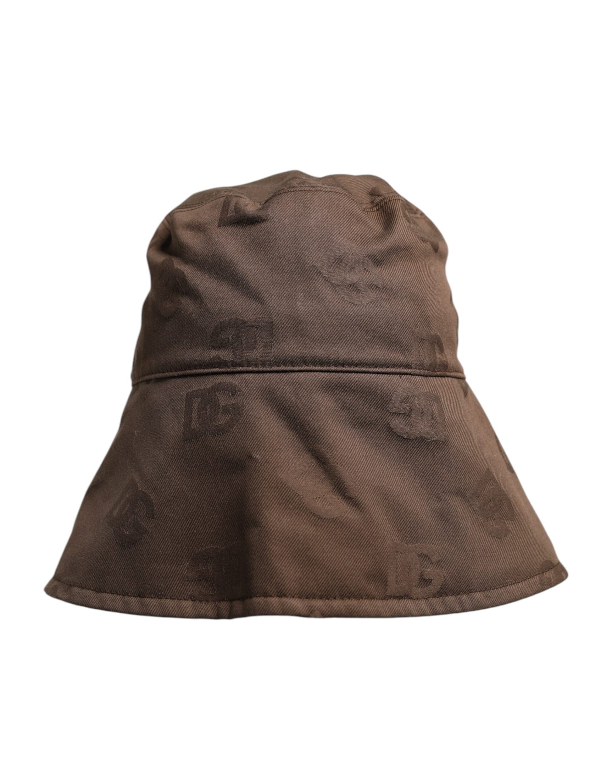 Brown Logo Monogram Cotton Bucket Cap