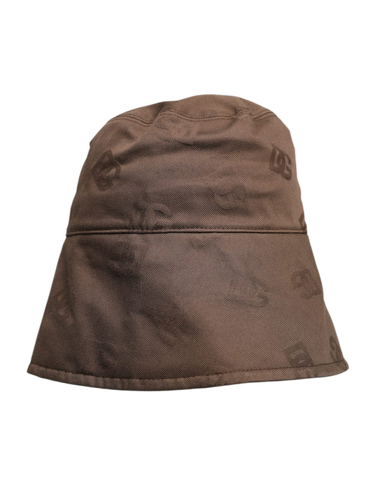 Brown Logo Monogram Cotton Bucket Cap