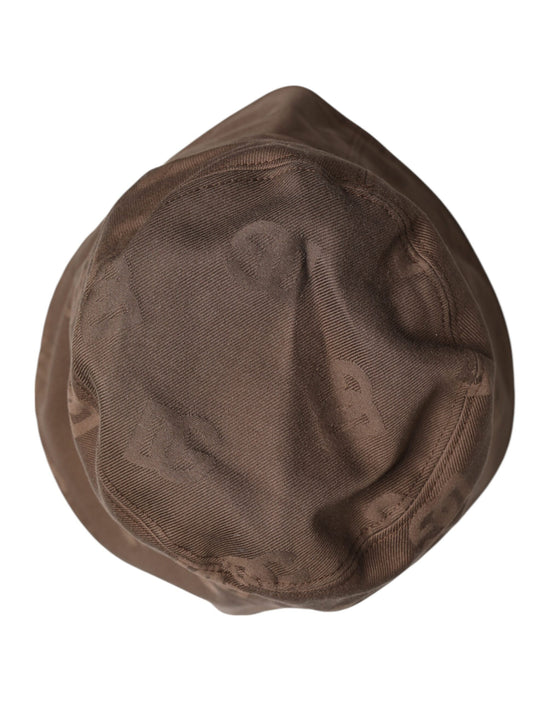 Brown Logo Monogram Cotton Bucket Cap