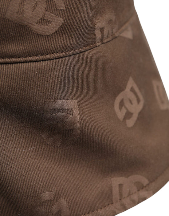 Brown Logo Monogram Cotton Bucket Cap