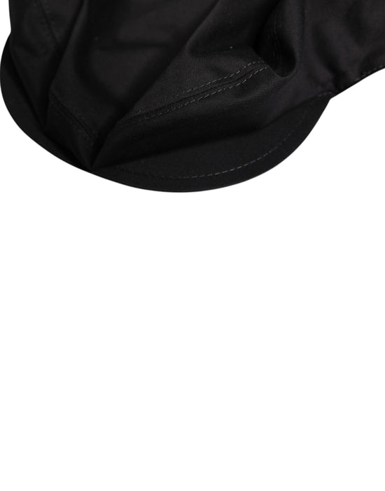 Black Cotton Newsboy Capello Cabbie Hat