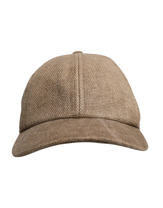 Brown Linen 6 Panels Baseball Cap