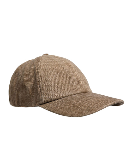 Brown Linen 6 Panels Baseball Cap