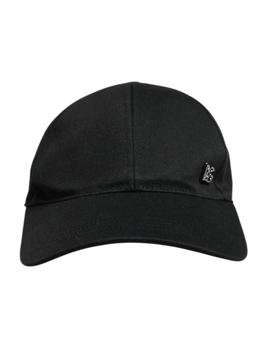 Black White Cotton Logo Baseball Cap