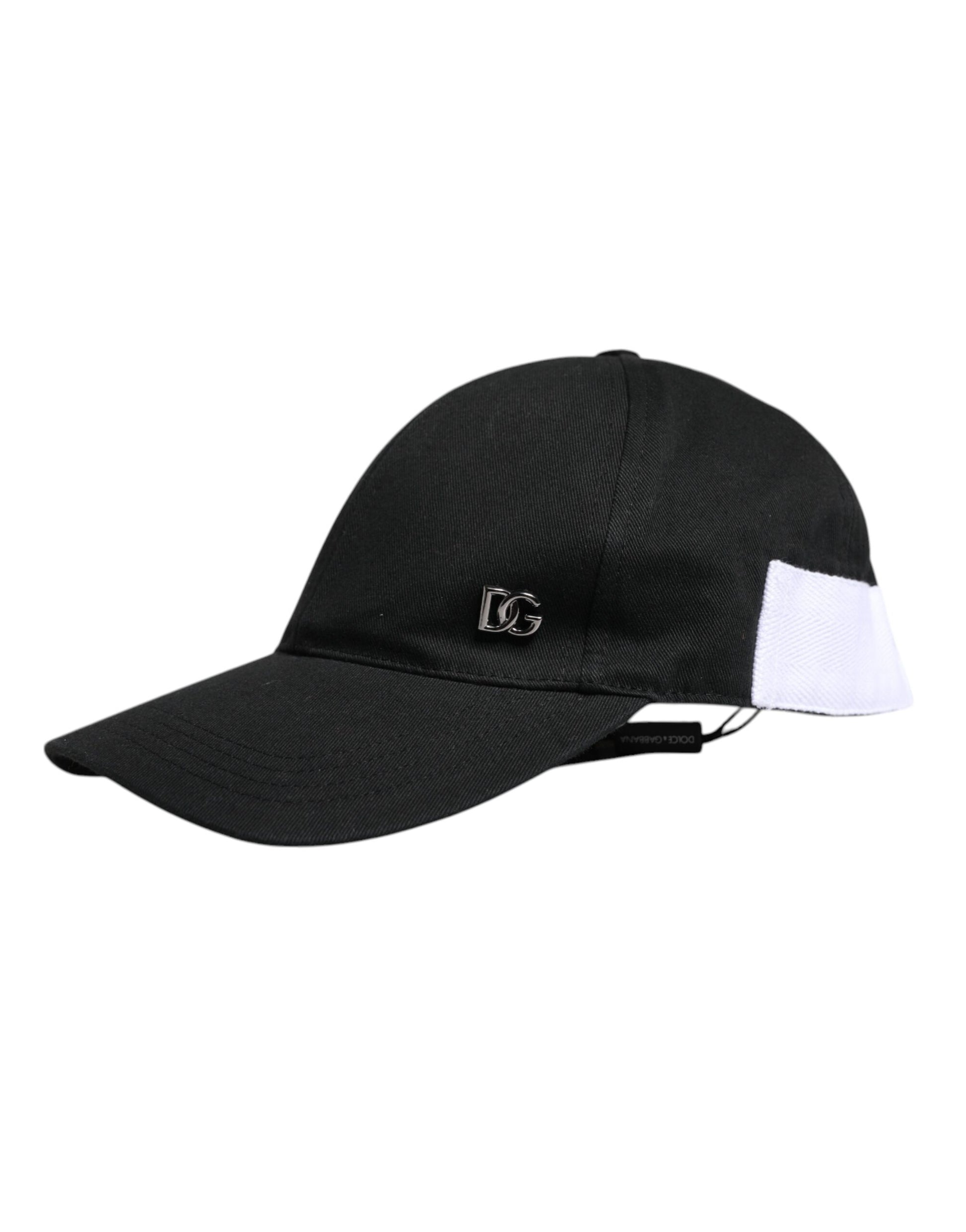 Black White Cotton Logo Baseball Cap