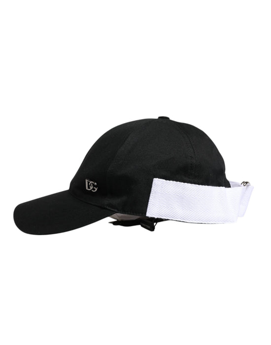 Black White Cotton Logo Baseball Cap