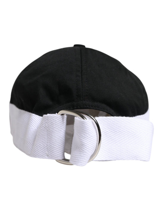 Black White Cotton Logo Baseball Cap