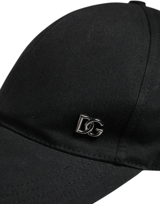 Black White Cotton Logo Baseball Cap