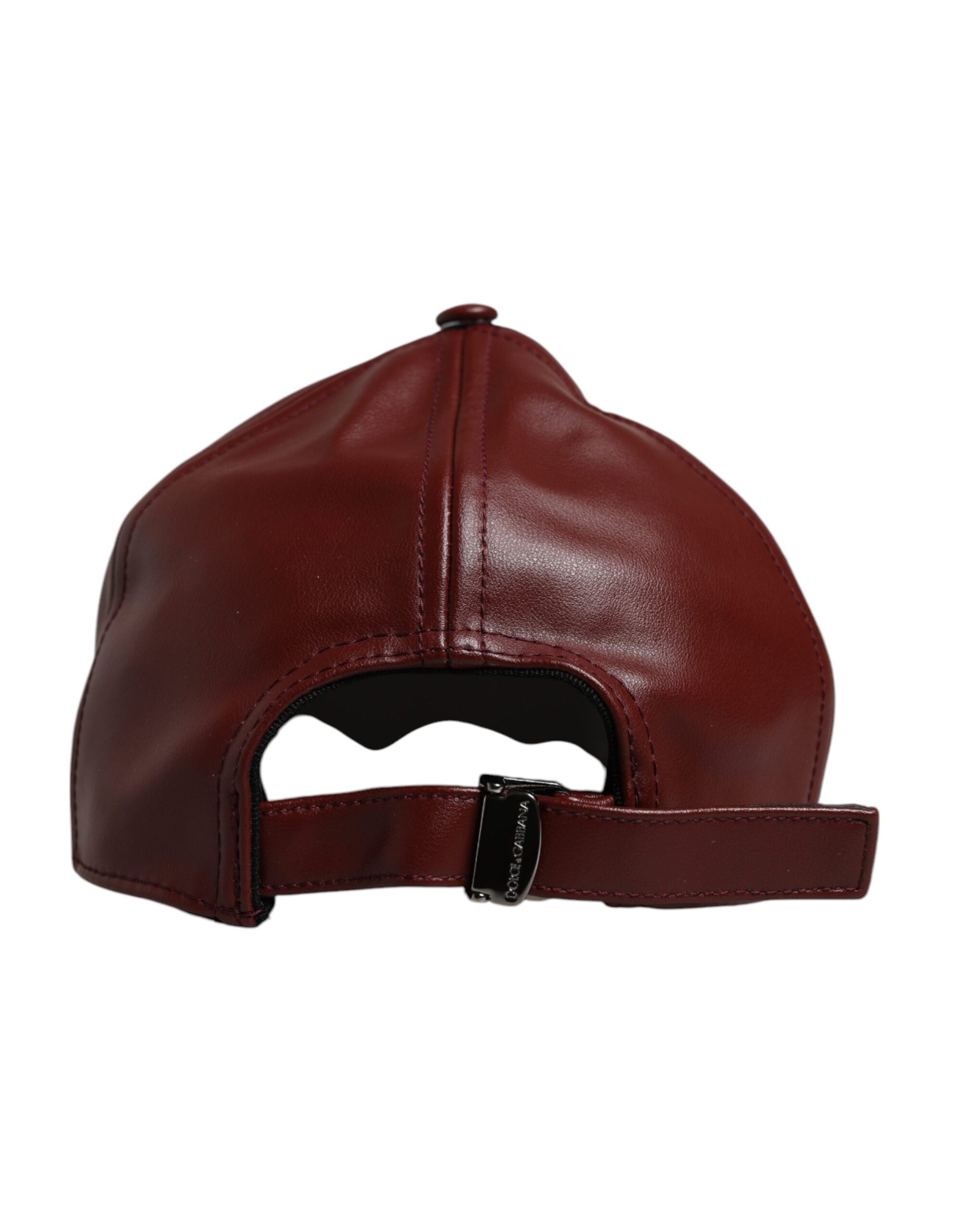 Maroon Leather 6 Panels Baseball Cap