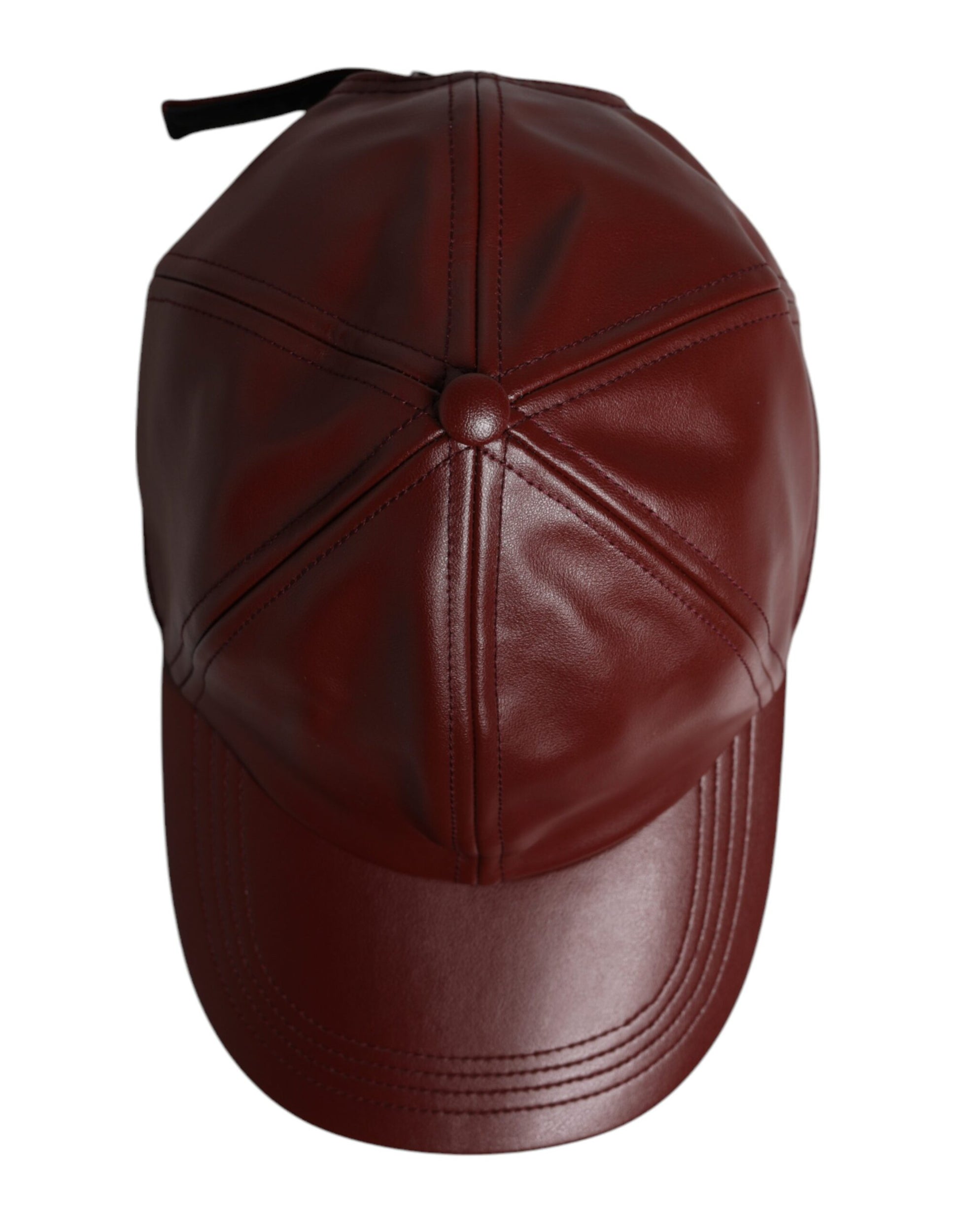 Maroon Leather 6 Panels Baseball Cap