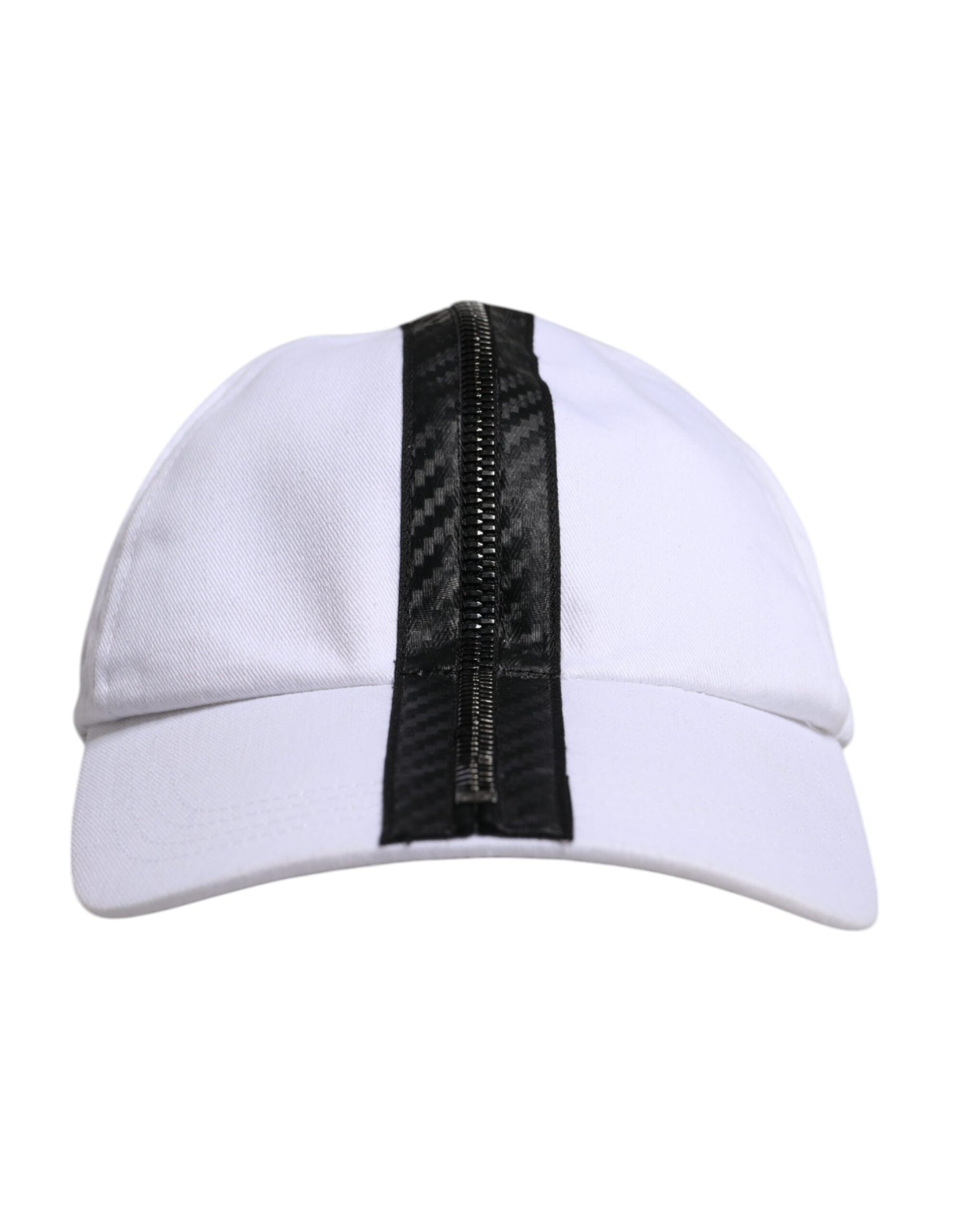 White Black Cotton Zip Baseball Cap