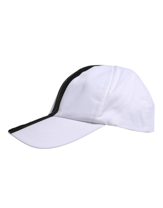 White Black Cotton Zip Baseball Cap