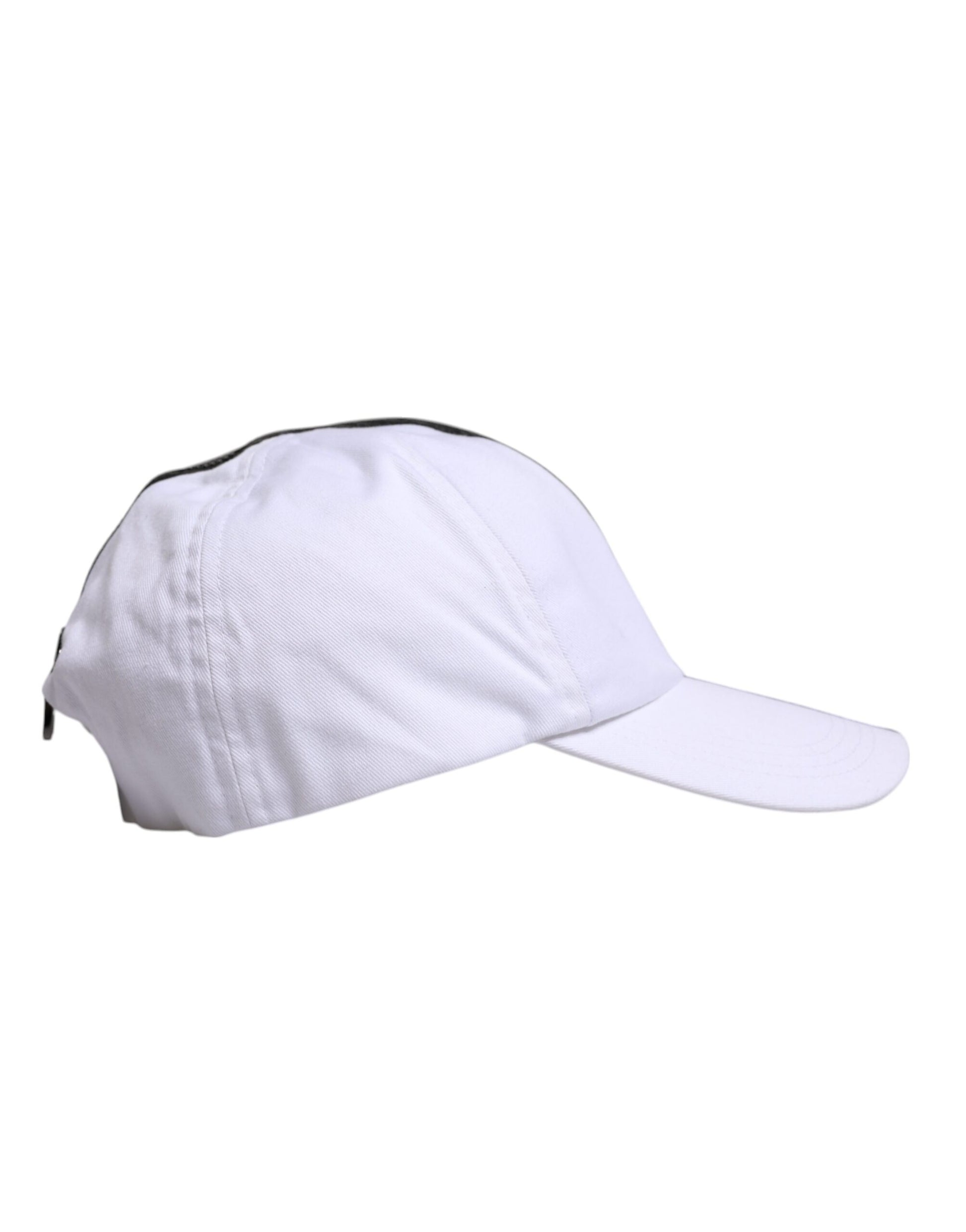 White Black Cotton Zip Baseball Cap