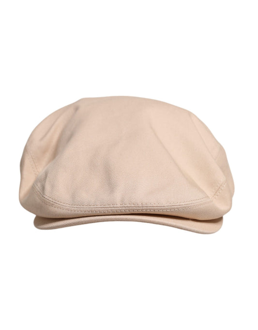 Beige Cotton Newsboy Capello Cabbie Hat