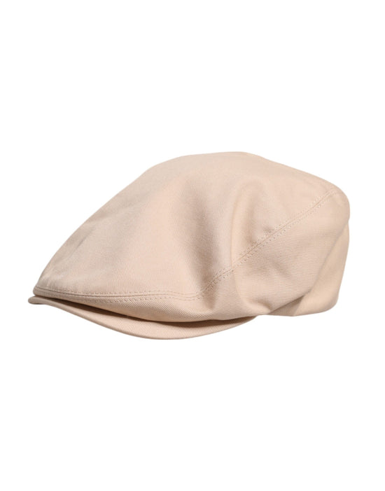 Beige Cotton Newsboy Capello Cabbie Hat