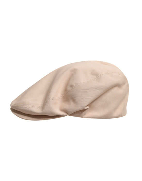 Beige Cotton Newsboy Capello Cabbie Hat