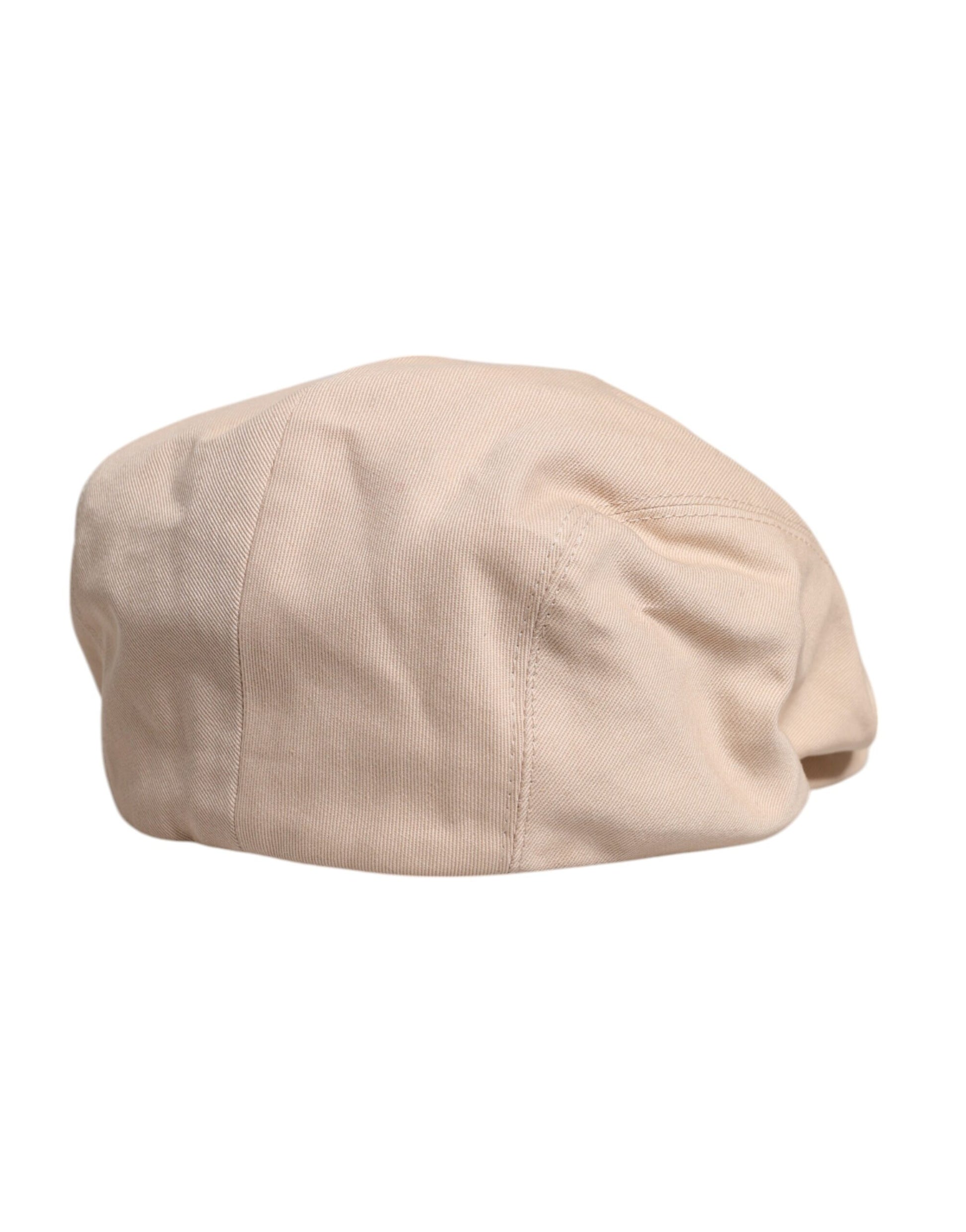 Beige Cotton Newsboy Capello Cabbie Hat