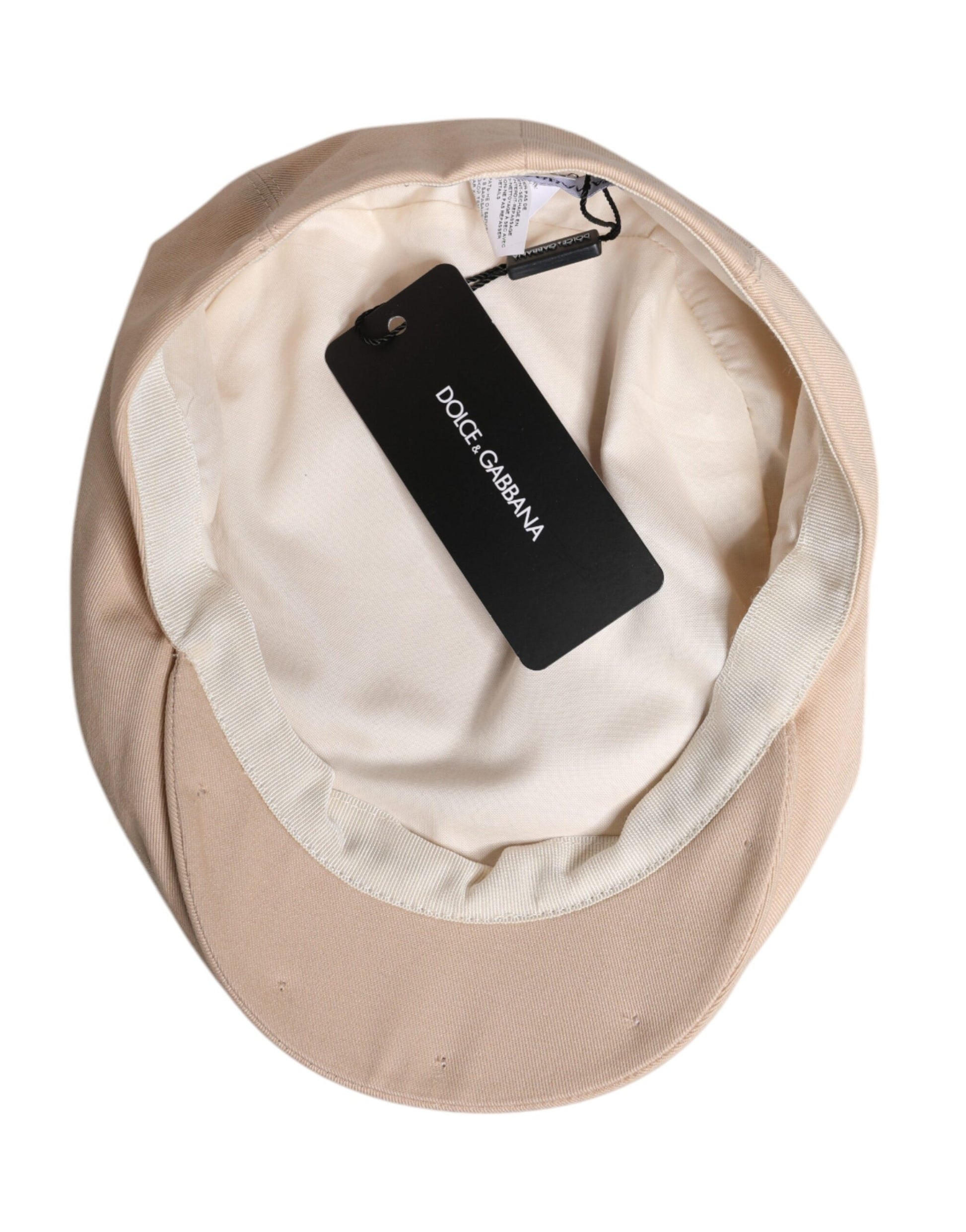 Beige Cotton Newsboy Capello Cabbie Hat