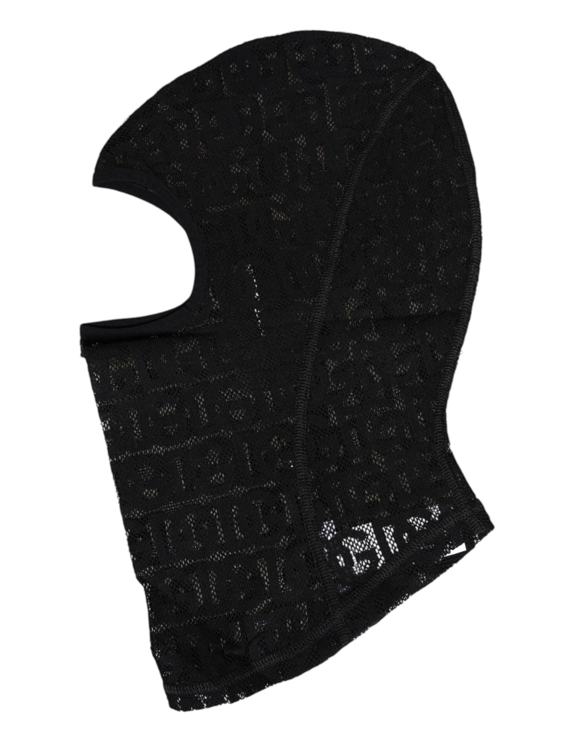 Black Logo Mesh Cotton Ski Mask Balaclava Hat