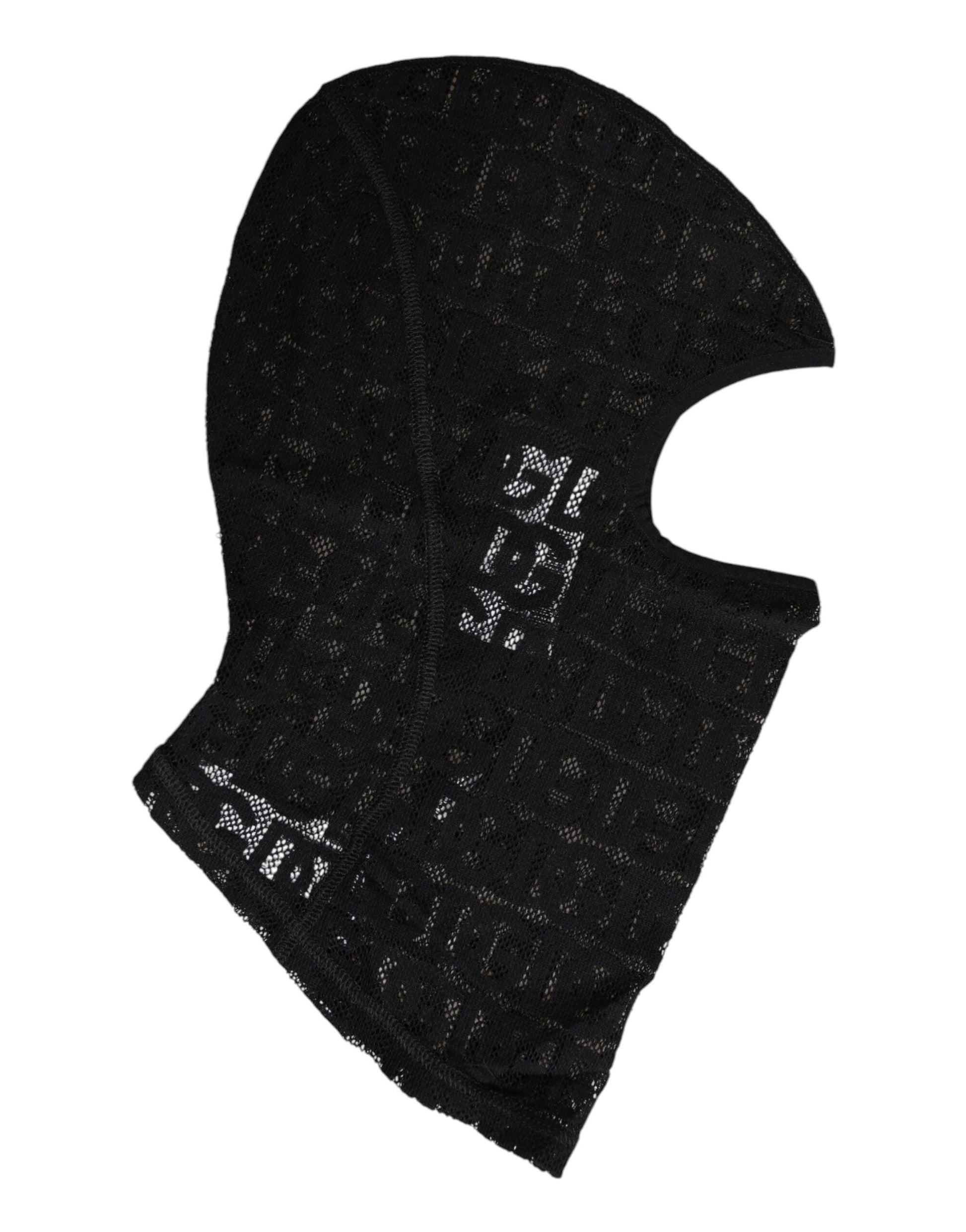 Black Logo Mesh Cotton Ski Mask Balaclava Hat