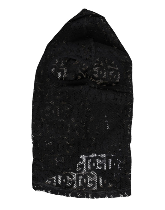 Black Logo Mesh Cotton Ski Mask Balaclava Hat