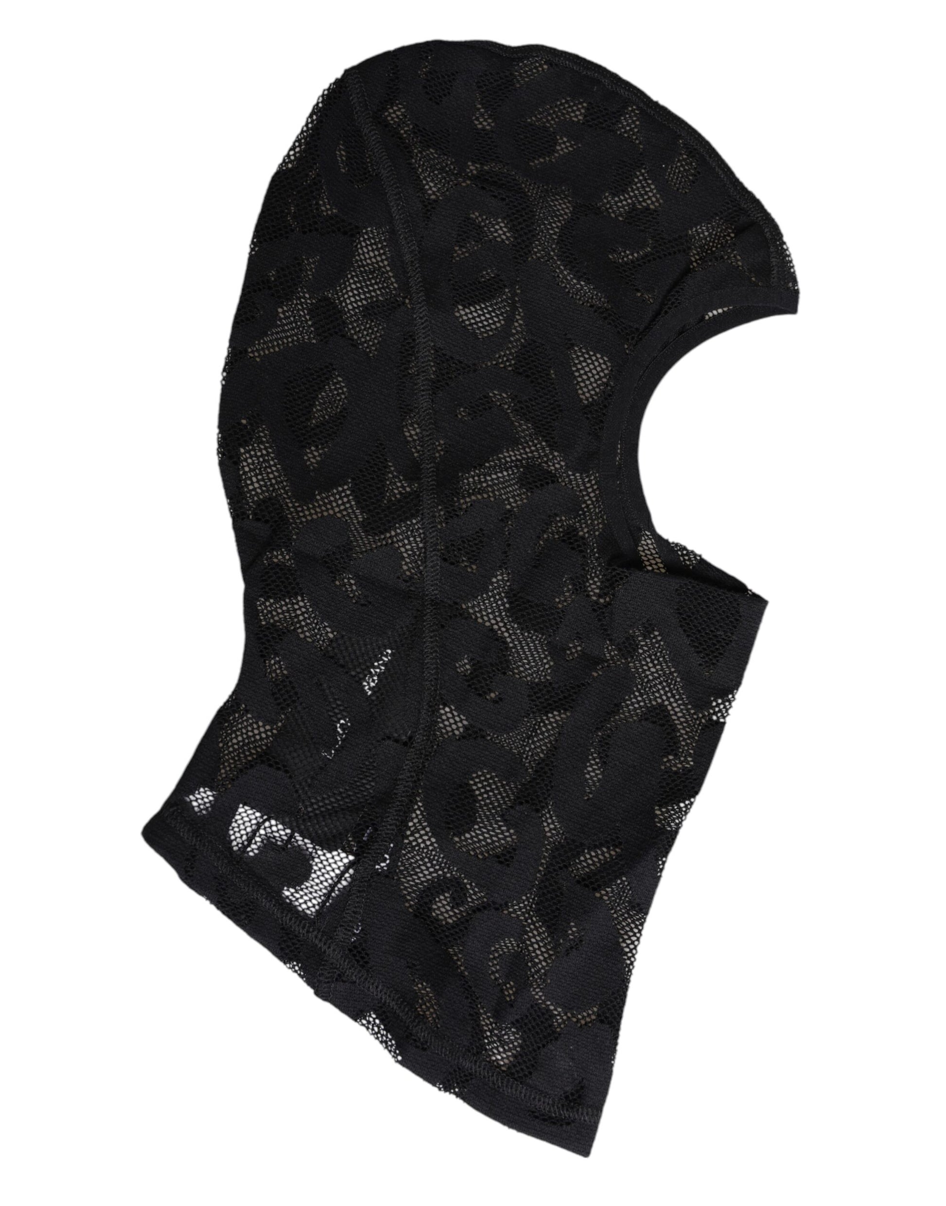 Black Floral Mesh Cotton Ski Balaclava Hat