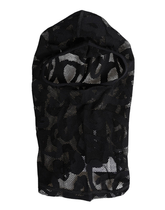 Black Floral Mesh Cotton Ski Balaclava Hat