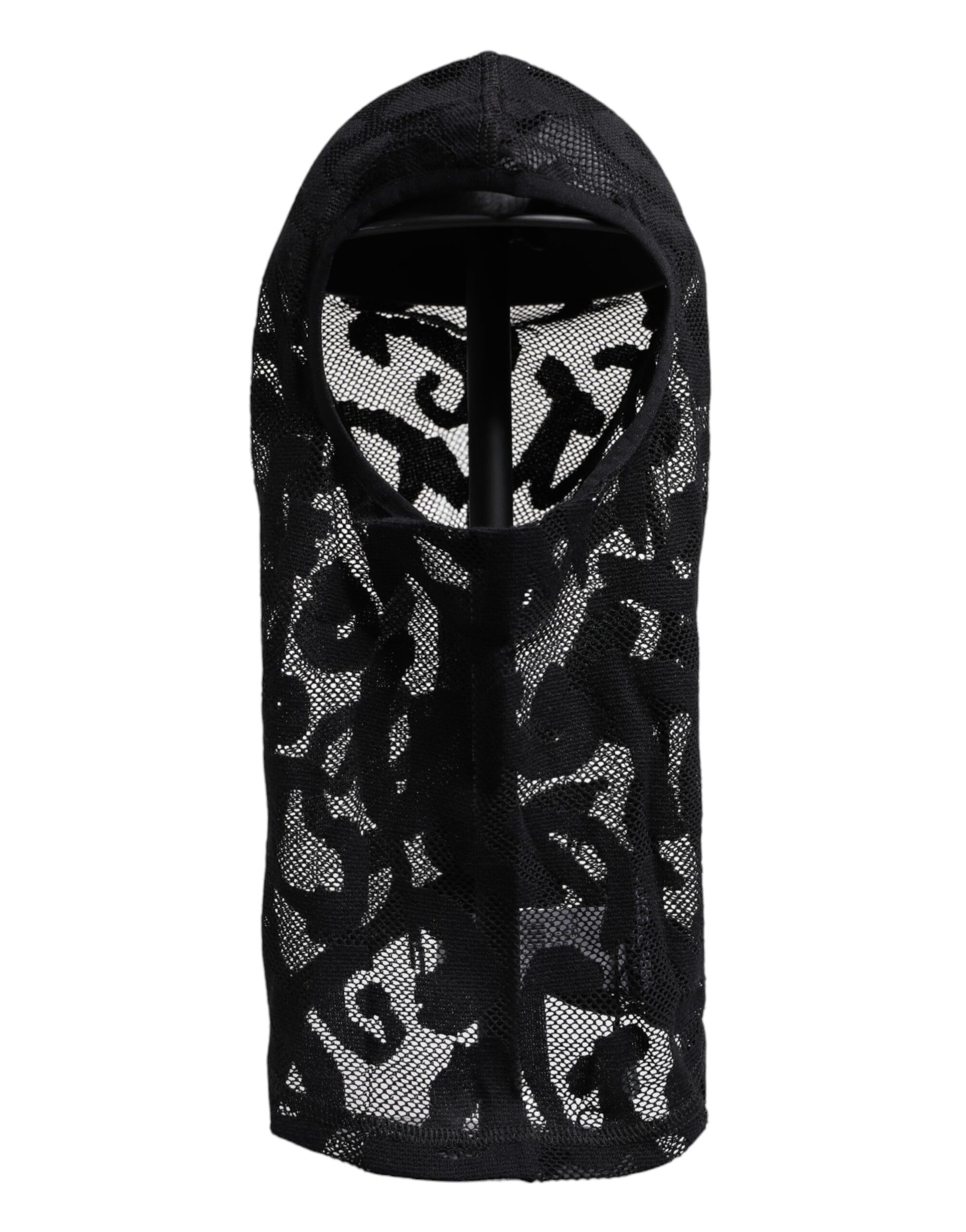 Black Floral Mesh Cotton Ski Balaclava Hat