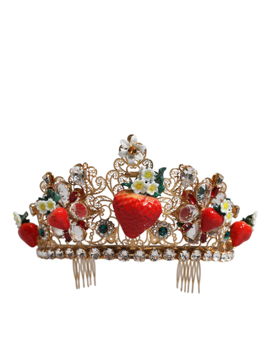 Multicolor Floral Strawberry Crystal Embellished Tiara