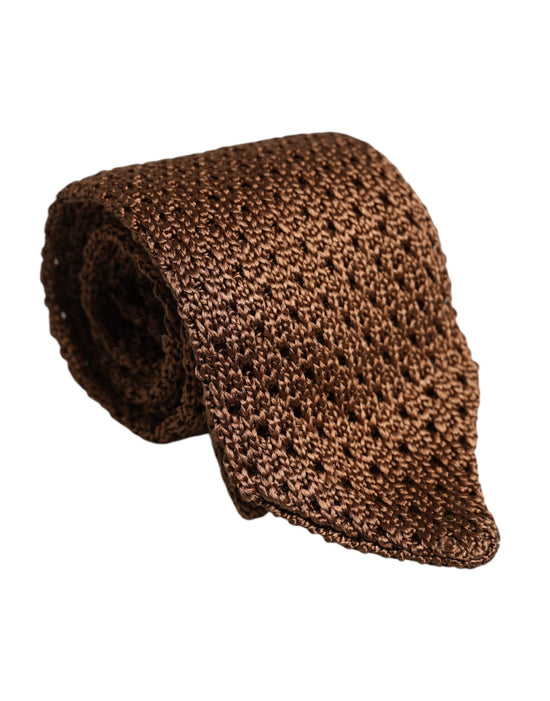 Brown Knitted Silk Adjustable Necktie Tie