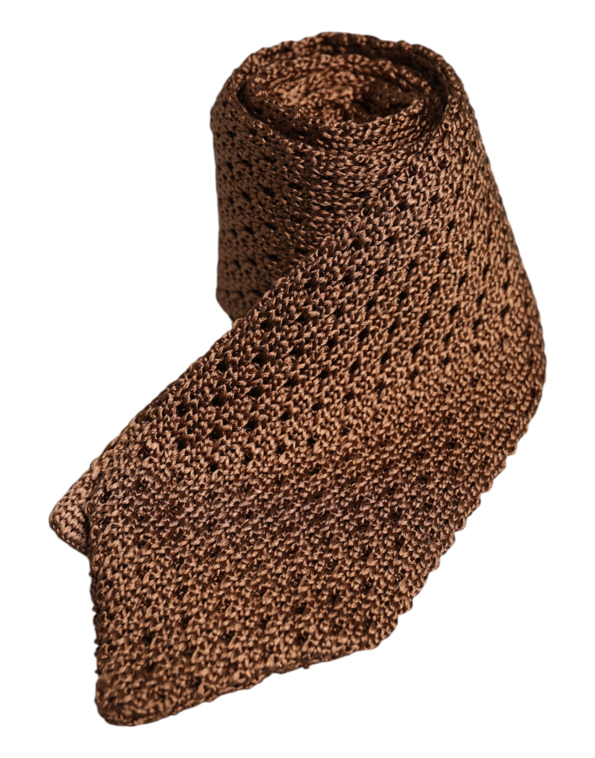 Brown Knitted Silk Adjustable Necktie Tie