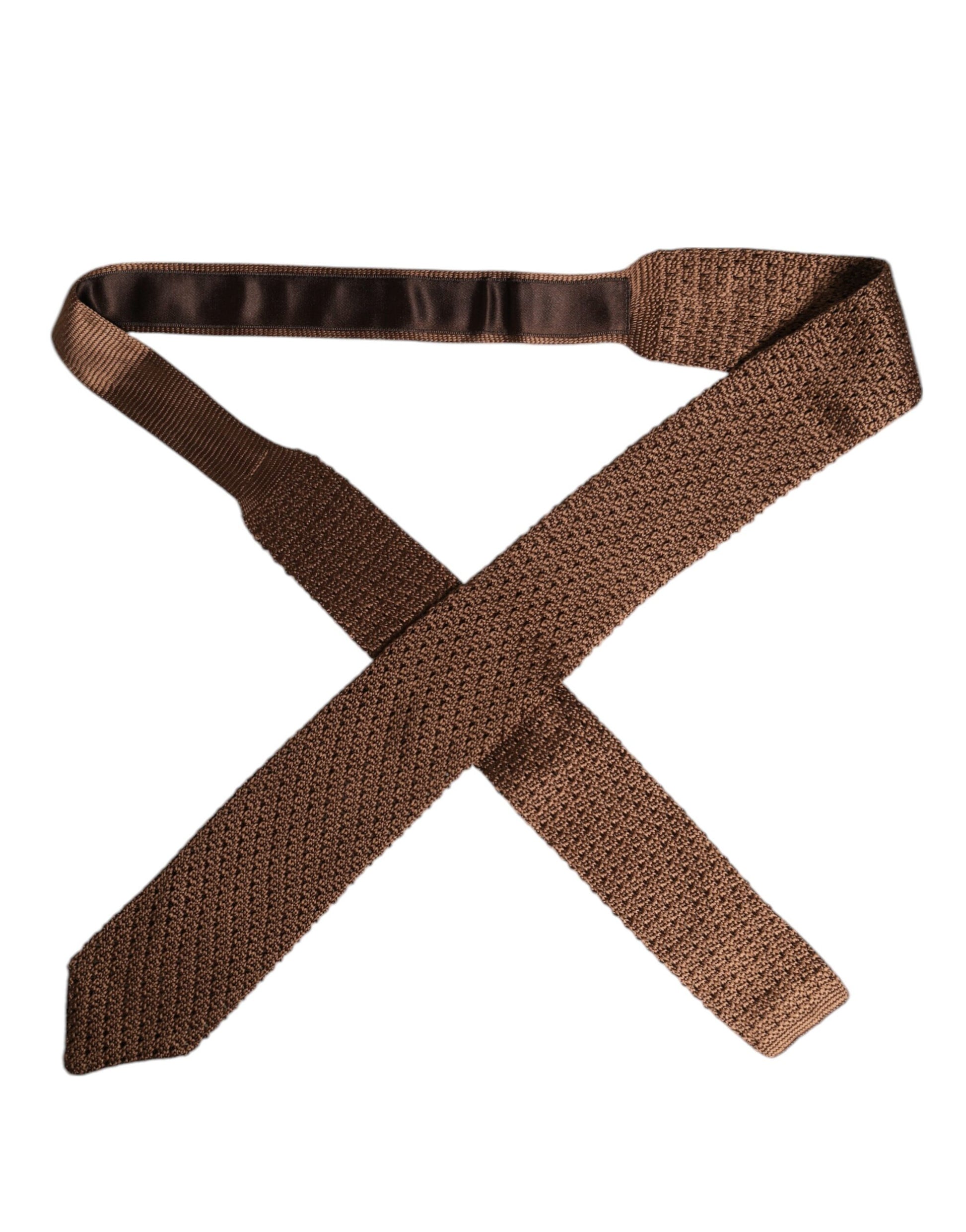 Brown Knitted Silk Adjustable Necktie Tie