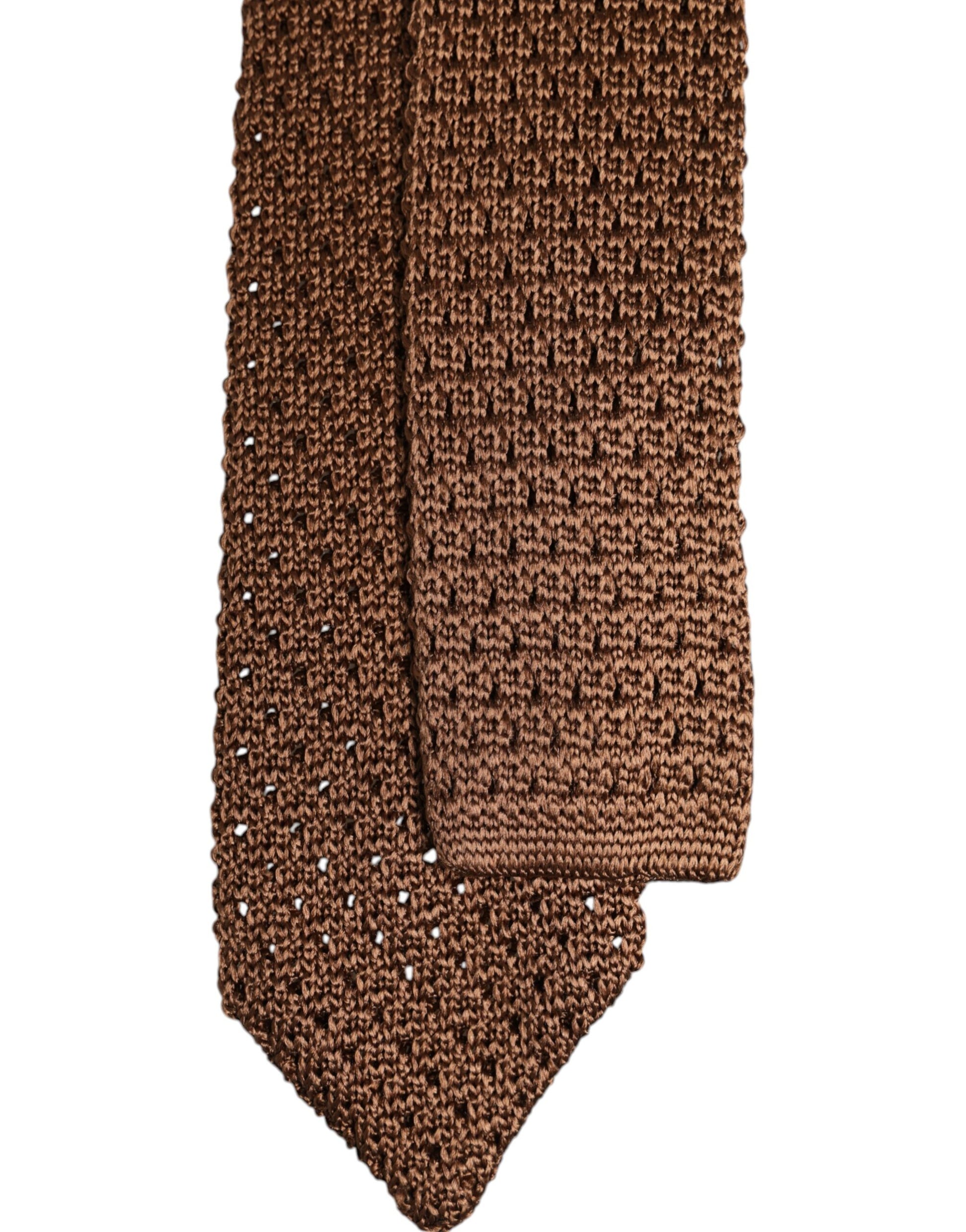 Brown Knitted Silk Adjustable Necktie Tie