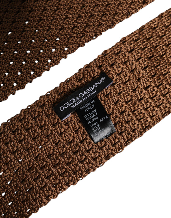 Brown Knitted Silk Adjustable Necktie Tie