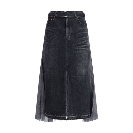 Denim plissè midi Skirt