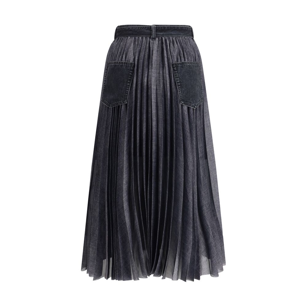 Denim plissè midi Skirt