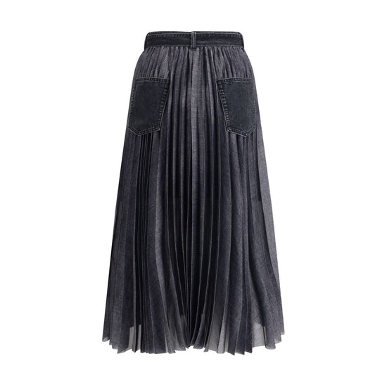 Denim plissè midi Skirt