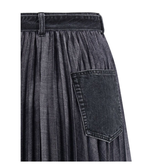 Denim plissè midi Skirt