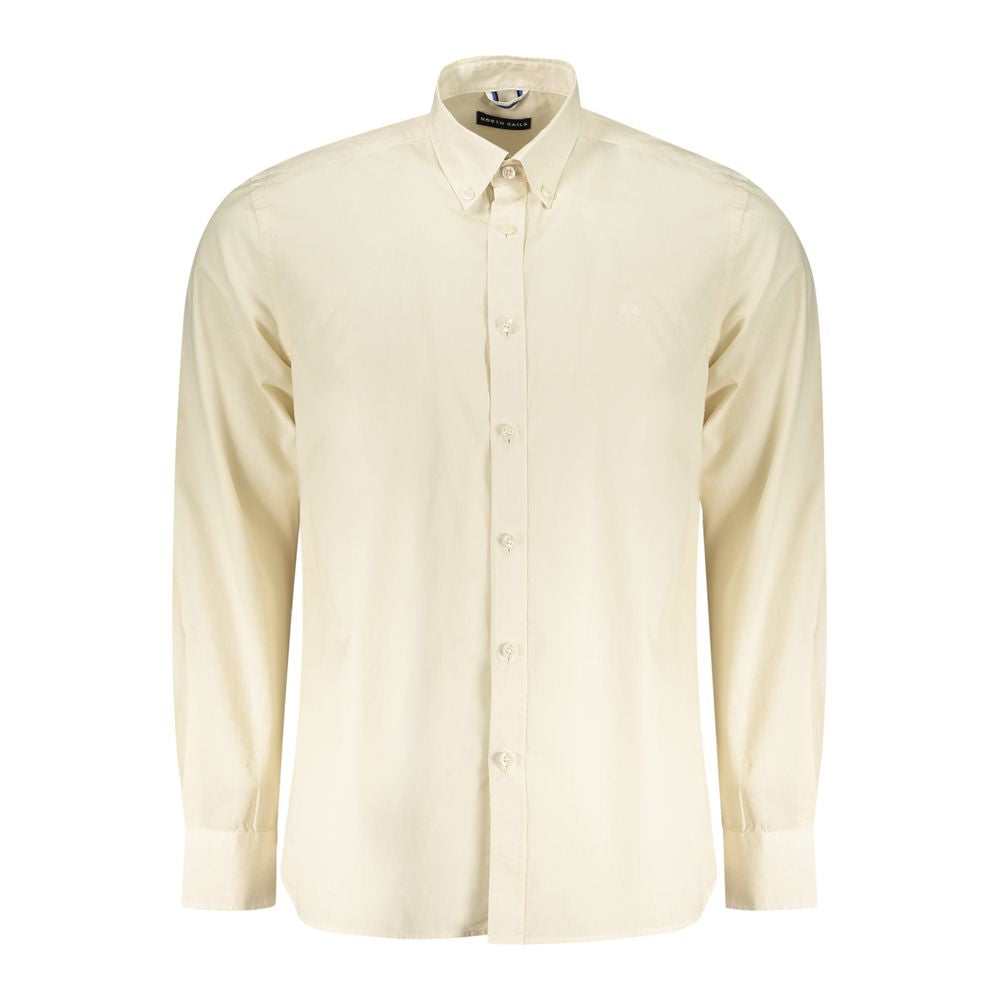 Beige Cotton Men Shirt